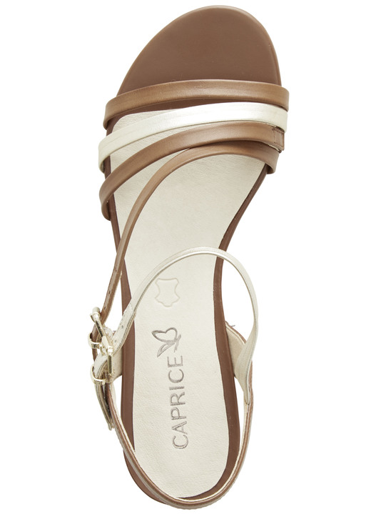 Sandaletten & Pantoletten - Caprice Sandalette aus teilweise metallisiertem Nappaleder, in Größe 3 1/2 bis 8, in Farbe COGNAC-GOLD Ansicht 3