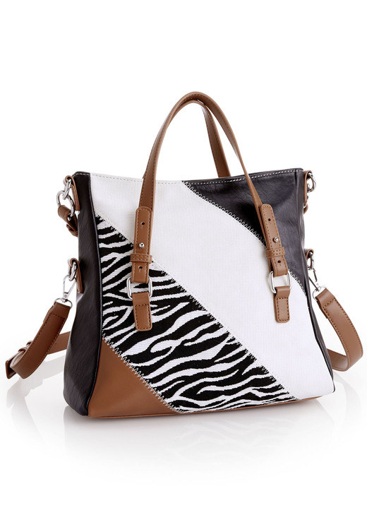 Taschen - Collezione Alessandro Tasche mit Zebra-Dessin, in Farbe SCHWARZ-ECRU Ansicht 1