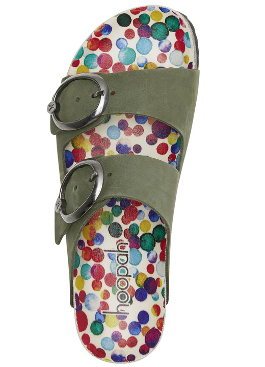 Sandaletten & Pantoletten - Andrea Conti Pantolette mit bunt bedrucktem Lederfußbett, in Größe 036 bis 042, in Farbe BRAUN Ansicht 8