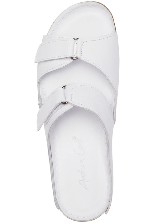 - Andrea Conti Pantolette mit zwei verstellbaren Klettspangen, in Größe 036 bis 042, in Farbe WEISS Ansicht 2