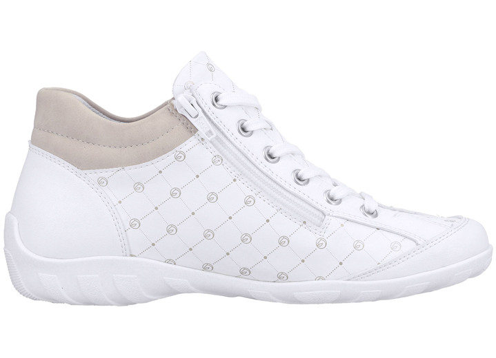 Stiefel & Stiefeletten - Remonte Schnür-Bootie aus bedrucktem und metallisch schimmerndem Synthetikmaterial, in Größe 036 bis 042, in Farbe WEISS-PUDERROSÉ Ansicht 9