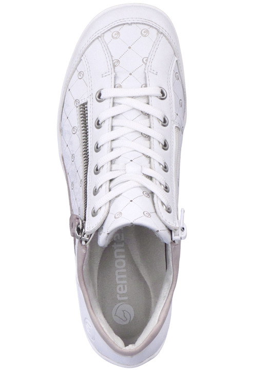 Stiefel & Stiefeletten - Remonte Schnür-Bootie aus bedrucktem und metallisch schimmerndem Synthetikmaterial, in Größe 036 bis 042, in Farbe WEISS-PUDERROSÉ Ansicht 2