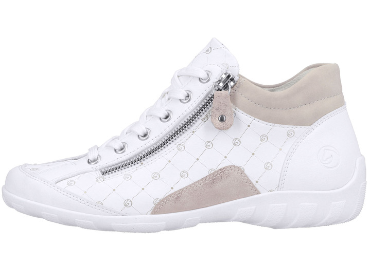 - Remonte Schnür-Bootie aus bedrucktem und metallisch schimmerndem Synthetikmaterial, in Größe 036 bis 042, in Farbe WEISS-PUDERROSÉ Ansicht 7