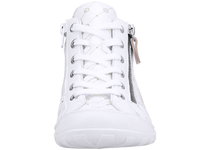 Stiefel & Stiefeletten - Remonte Schnür-Bootie aus bedrucktem und metallisch schimmerndem Synthetikmaterial, in Größe 036 bis 042, in Farbe WEISS-PUDERROSÉ Ansicht 8