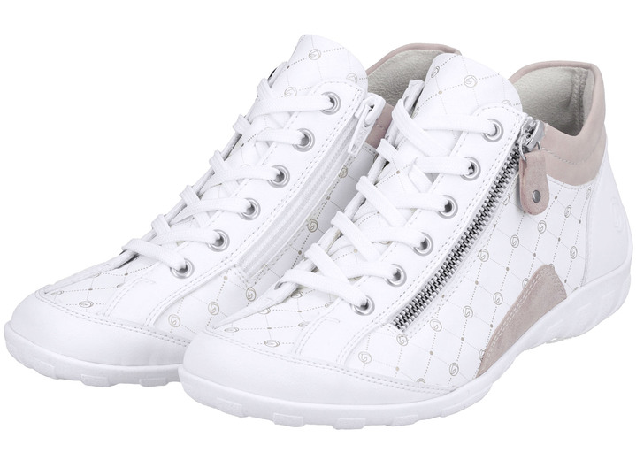 - Remonte Schnür-Bootie aus bedrucktem und metallisch schimmerndem Synthetikmaterial, in Größe 036 bis 042, in Farbe WEISS-PUDERROSÉ Ansicht 4