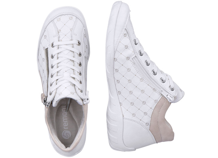 - Remonte Schnür-Bootie aus bedrucktem und metallisch schimmerndem Synthetikmaterial, in Größe 036 bis 042, in Farbe WEISS-PUDERROSÉ Ansicht 5