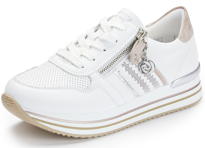 Damen - Remonte Sneaker im modischen Dessin, in Größe 036 bis 042, in Farbe WEISS-ROSEGOLD Ansicht 1