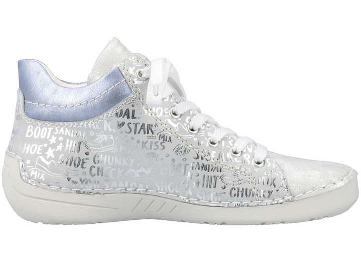 - Rieker Schnür-Bootie aus originell bedrucktem Synthetikmaterial, in Größe 036 bis 042, in Farbe SILBERGRAU-BLEU Ansicht 9