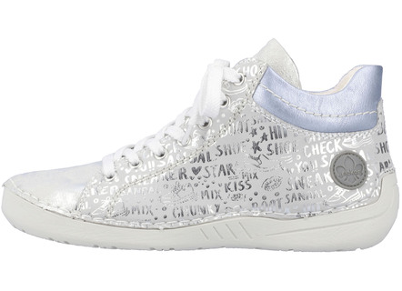 - Rieker Schnür-Bootie aus originell bedrucktem Synthetikmaterial, in Größe 036 bis 042, in Farbe SILBERGRAU-BLEU – Farbe SILBERGRAU-BLEU – Ansicht 