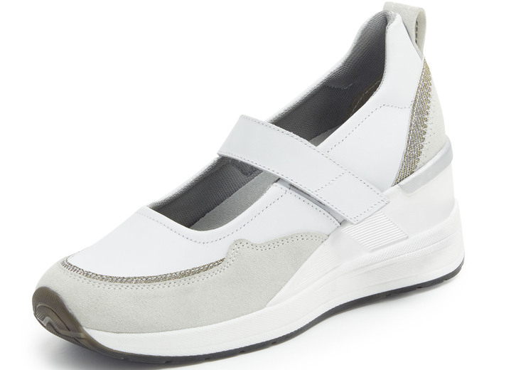 Weite H - ELENA EDEN Spangenschuh mit Glitzereinsätzen, in Größe 036 bis 042, in Farbe WEISS-EISGRAU Ansicht 1
