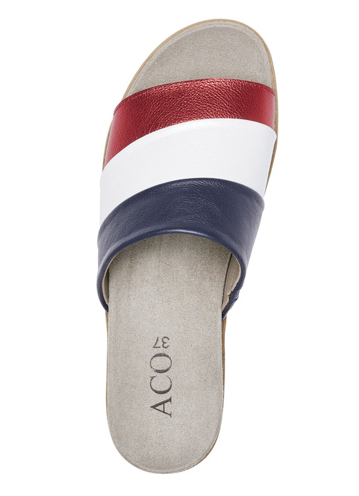 Sandaletten & Pantoletten - ELENA EDEN, bequeme Damen-Pantoletten, Weite G, mit herausnehmbarem Fußbett Ansicht 2 Sandaletten & Pantoletten - ELENA EDEN, bequeme Damen-Pantoletten, Weite G, mit herausnehmbarem Fußbett, in Größe 035 bis 042, in Farbe BLAU-WEISS-ROT Ansicht 2