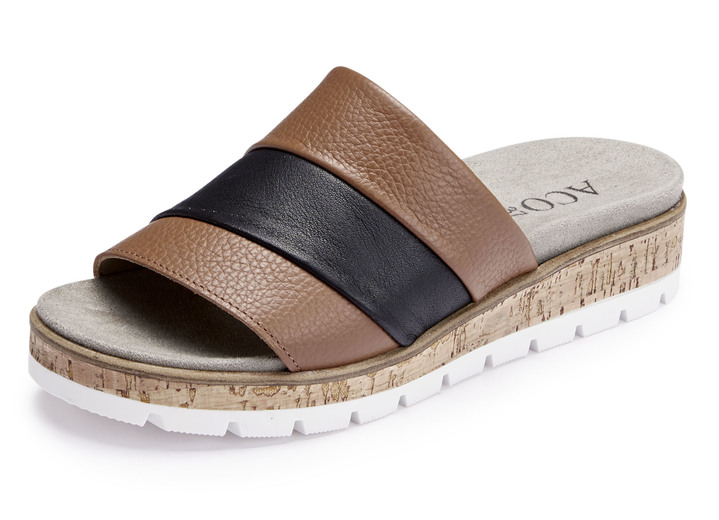 Sandaletten & Pantoletten - ELENA EDEN, bequeme Damen-Pantoletten, Weite G, mit herausnehmbarem Fußbett, in Größe 035 bis 042, in Farbe BLAU-WEISS-ROT Ansicht 5