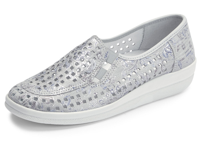 Slipper & Schnürschuhe - ELENA EDEN, sommerliche Damen-Slipper, Weite G, mit herausnehmbarem Fußbett, in Größe 036 bis 042, in Farbe JEANS Ansicht 4