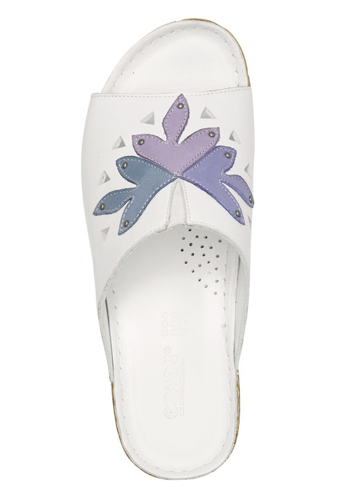 - Gemini Pantolette aus schattiertem Rind-Nappaleder, in Größe 036 bis 042, in Farbe WEISS Ansicht 2