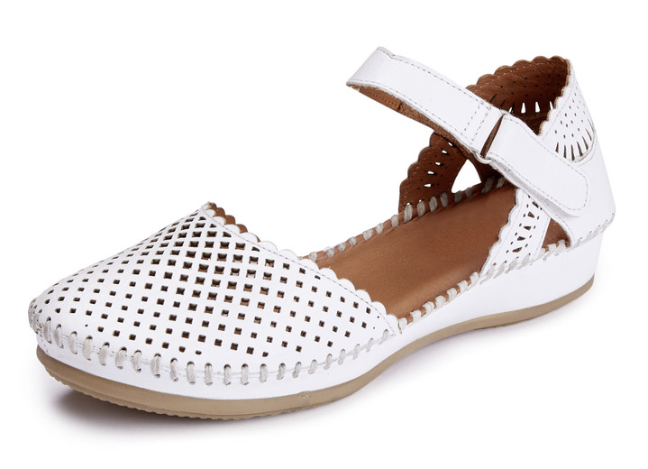 Sandaletten & Pantoletten - ELENA EDEN, sommerliche Damen-Sandalen, Weite G, aus Leder, in Größe 036 bis 042, in Farbe WEISS Ansicht 1