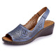 Sandaletten & Pantoletten - ELENA EDEN Sandalette aus luftig, perforiertem, schattiertem Rind-Nappaleder – Farbe JEANS – Ansicht 1 Sandaletten & Pantoletten - ELENA EDEN Sandalette aus luftig, perforiertem, schattiertem Rind-Nappaleder, in Größe 036 bis 042, in Farbe SCHWARZ – Farbe JEANS – Ansicht 1