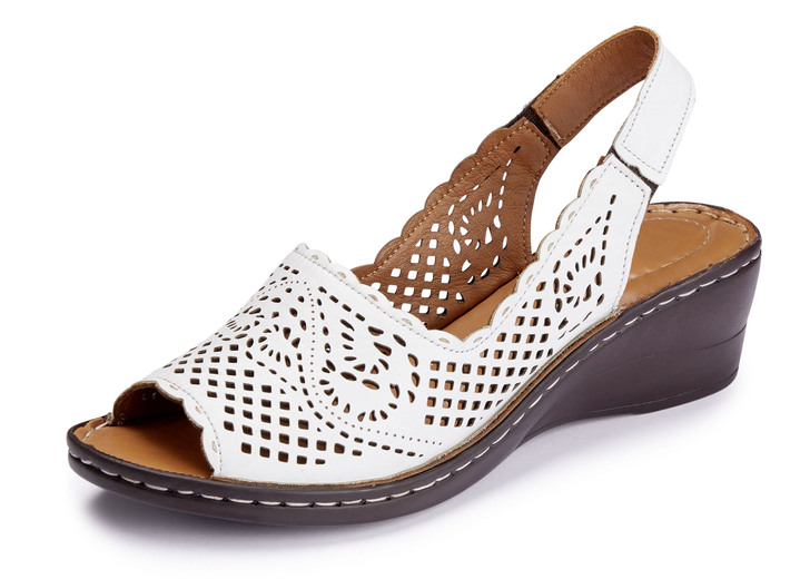 Sandaletten & Pantoletten - ELENA EDEN, sommerliche Damen-Sandaletten, Weite G, aus Leder, in Größe 036 bis 042, in Farbe JEANS Ansicht 7