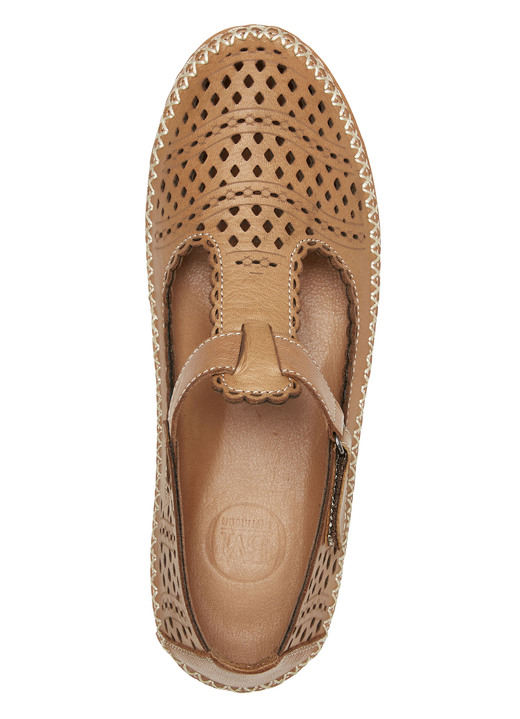 Weite H - ELENA EDEN, sommerliche Damen-Slipper, Weite H, mit Klettverschluss, in Größe 036 bis 043, in Farbe COGNAC Ansicht 2