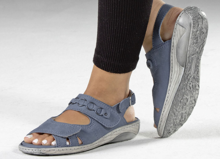 Sandaletten & Pantoletten - Waldläufer, bequeme Damen-Sandalen, Weite G, mit herausnehmbarem Fußbett, in Größe 3 1/2 bis 8, in Farbe JEANSBLAU Ansicht 2