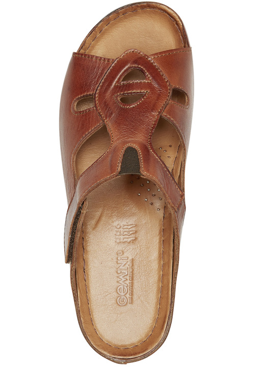 - Gemini Pantolette mit dekorativem Gummizug, in Größe 036 bis 042, in Farbe COGNAC Ansicht 2