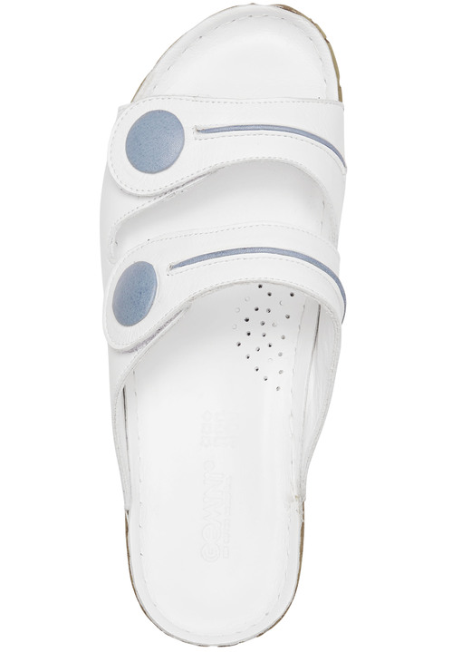 - Gemini Pantolette aus teilweise schattiertem Rind-Nappaleder, in Größe 036 bis 042, in Farbe WEISS-JEANS Ansicht 2