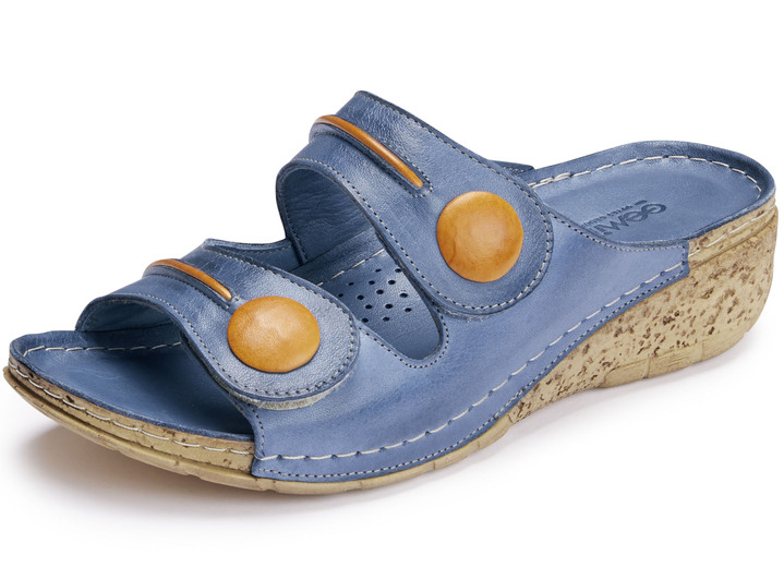 - Gemini Pantolette aus teilweise schattiertem Rind-Nappaleder, in Größe 036 bis 042, in Farbe JEANS-ORANGE Ansicht 1