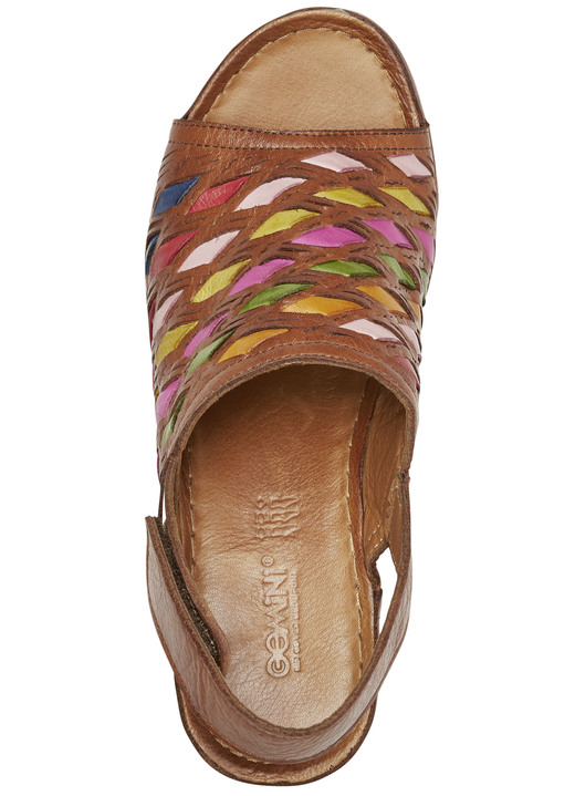 Sandaletten & Pantoletten - Gemini Sandalette mit raffinierten, bunten Flechtdurchzügen Ansicht 6 Sandaletten & Pantoletten - Gemini Sandalette mit raffinierten, bunten Flechtdurchzügen, in Größe 036 bis 042, in Farbe JEANS Ansicht 6