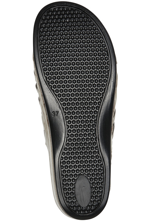 Sandaletten & Pantoletten - Gemini, sommerliche Damen-Clogs, Weite G, mit Gummizug, in Größe 036 bis 042, in Farbe TAUPE Ansicht 3