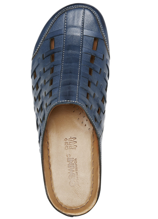 Sandaletten & Pantoletten - Gemini, sommerliche Damen-Clogs, Weite G, mit Gummizug Ansicht 2 Sandaletten & Pantoletten - Gemini, sommerliche Damen-Clogs, Weite G, mit Gummizug, in Größe 036 bis 042, in Farbe MARINE Ansicht 2