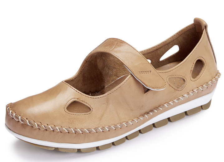 - Gemini Mokassin-Slipper mit Lederspange, in Größe 035 bis 042, in Farbe CAMEL Ansicht 1