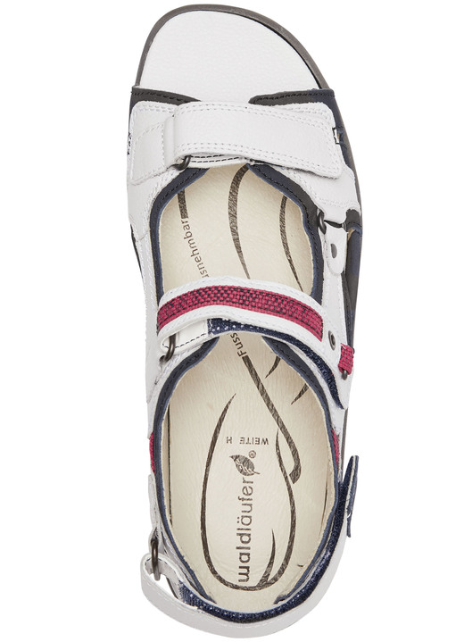 Sandaletten & Pantoletten - Waldläufer, sportliche Damen-Sandalen, Weite H, mit herausnehmbarem Fußbett Ansicht 3 Sandaletten & Pantoletten - Waldläufer, sportliche Damen-Sandalen, Weite H, mit herausnehmbarem Fußbett, in Größe 4 1/2 bis 9, in Farbe WEISS-BLAU-ROT Ansicht 3