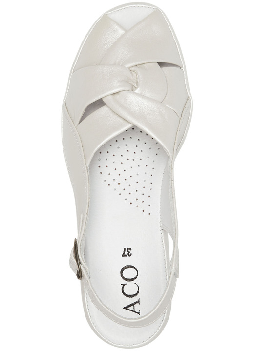 Sandaletten & Pantoletten - ELENA EDEN, elegante Damen-Sandalen, Weite G, aus Leder, in Größe 035 bis 042, in Farbe PERLWEISS Ansicht 2