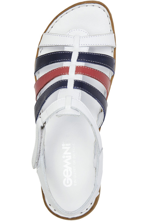 - Gemini Riemchen-Sandale aus Rind-Nappaleder, in Größe 036 bis 042, in Farbe WEISS-BLAU-ROT Ansicht 2