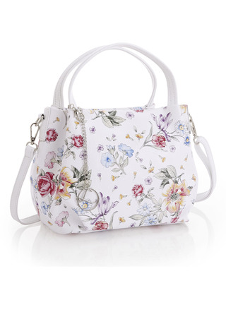 "Laurina"-Tasche aus Kalbleder mit floralem Druck