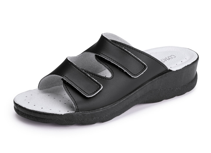 Sandaletten & Pantoletten - Zweierpack klassische Damen-Pantoletten, Weite H, mit Klettverschluss Ansicht 3 Sandaletten & Pantoletten - Zweierpack klassische Damen-Pantoletten, Weite H, mit Klettverschluss, in Größe 036 bis 041, in Farbe 1X WEISS, 1X SCHWARZ Ansicht 3