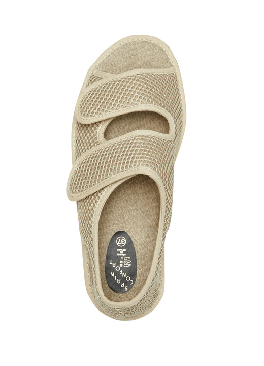 Sandaletten & Pantoletten - Bequeme Damen-Sandalen, Weite H, aus gepolstertem Textilmaterial, in Größe 036 bis 042, in Farbe MARINE Ansicht 5