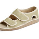 Sandaletten & Pantoletten - Bequeme Damen-Sandalen, Weite H, aus gepolstertem Textilmaterial, in Größe 036 bis 042, in Farbe MARINE – Farbe BEIGE – Ansicht 1