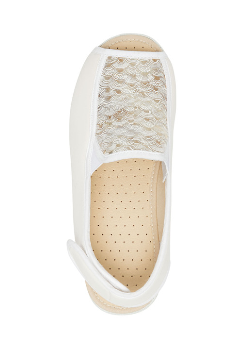 Sandaletten & Pantoletten - Sandale aus elastischem Textilmaterial, in Größe 035 bis 042, in Farbe CREMEWEISS-GOLD Ansicht 2