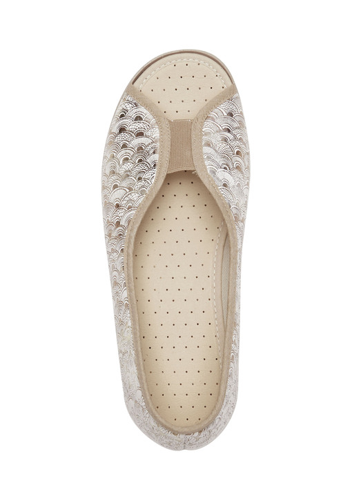 Slipper & Schnürschuhe - Slipper in Goldbeige aus Textilmaterial, in Größe 035 bis 042, in Farbe GOLDBEIGE Ansicht 2