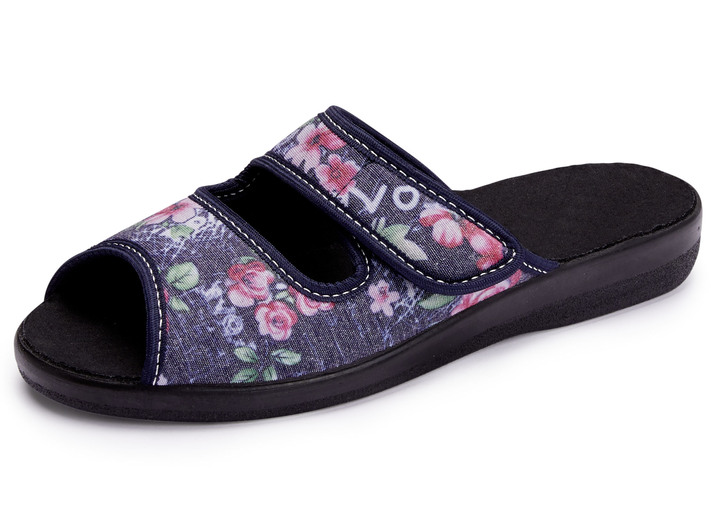 Hausschuhe - Zweierpack, klassische Damen-Hausschuhe, Weite H, mit Klettverschluss, in Größe 036 bis 042, in Farbe 1X BLAU, 1X ROT Ansicht 3