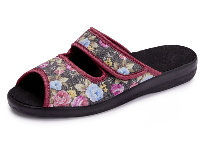 Hausschuhe - Zweierpack, klassische Damen-Hausschuhe, Weite H, mit Klettverschluss, in Größe 036 bis 042, in Farbe 1X BLAU, 1X ROT Ansicht 2