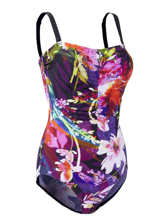 Badeanzüge - Laurina Badeanzug mit abnehmbaren Trägern und Halbkorsage Ansicht 4 Badeanzüge - Laurina Badeanzug mit abnehmbaren Trägern und Halbkorsage, in Größe 036 bis 052, in Cup B, in Farbe SCHWARZ-BUNT Ansicht 4