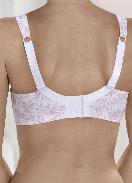 Soft-BH - Susa Zweierpack BH mit verstärktem Vorder- und Rückteil, in Größe 080 bis 120, in Cup F, in Farbe 1X WEIß-ROSÈ-PUDER BEDRUCKT, 1X PUDER Ansicht 2