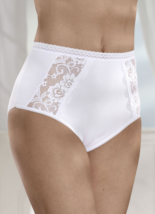 - Viererpack Laurina Slips mit Spitze, in Größe 038 bis 052, in Farbe WEISS Ansicht 1