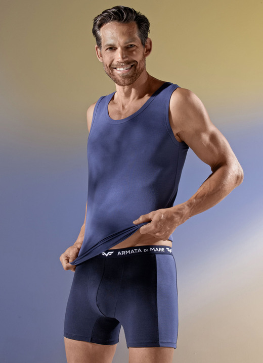 - Dreierpack Pants mit Elastikbund, in Größe 005 bis 011, in Farbe 2X MARINE-JEANSBLAU, 1X UNI MARINE Ansicht 2