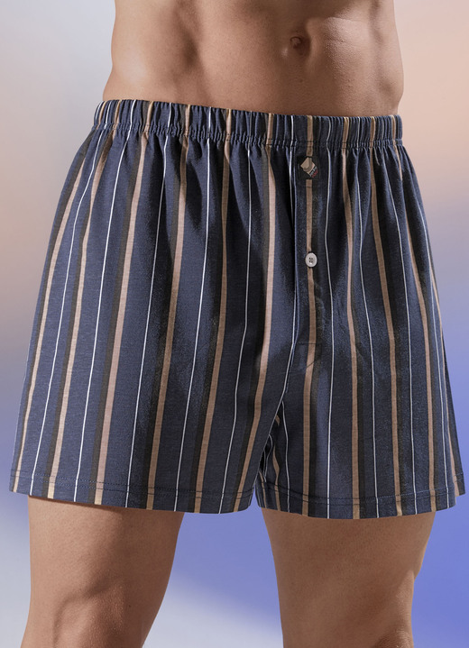 Pants & Boxershorts - Viererpack Boxershorts mit Streifendessin, in Größe 005 bis 016, in Farbe 2X SCHWARZ-BEIGE-MARINE, 2X MARINE-BEIGE-SCHWARZ Ansicht 2