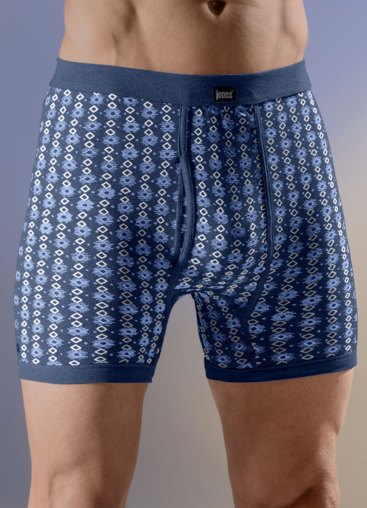 Slips & Unterhosen - Viererpack Unterhosen, allover dessiniert, in Größe 005 bis 014, in Farbe 2X JEANSBLAU MELIERT, 2X MARINE Ansicht 2