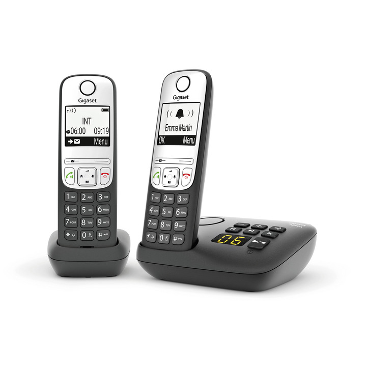 Festnetz-Telefone - Schnurloses Telefon Gigaset A690 Duo, in Farbe SCHWARZ, in Ausführung Schnurloses Telefon Gigaset A690A Duo mit Anrufbeantworter Ansicht 1