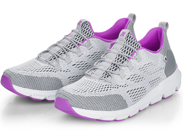 - Rieker Sneaker mit elastischer Zierschnürung, in Größe 036 bis 042, in Farbe GRAU-PINK Ansicht 4