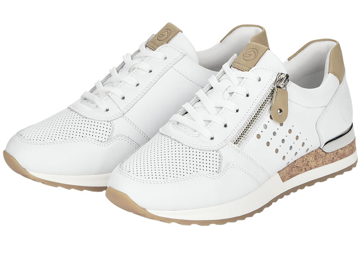 - Remonte Sneaker mit unterlegter Zierlochung, in Größe 036 bis 042, in Farbe WEISS-SAND Ansicht 4
